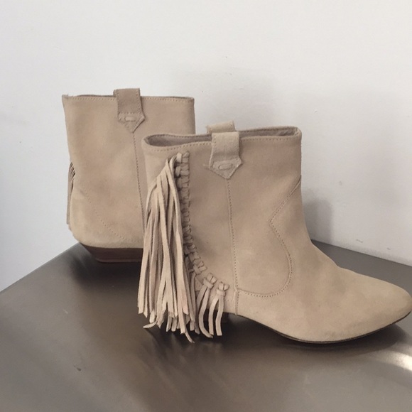 Zara basic collection❄️cream suede fringed booties - Picture 3 of 8
